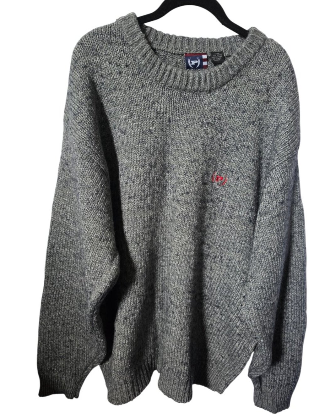 Vintage Phat Farm Grey Knit Fisherman Crewneck Heavy Knit  Y2K Sweater Sz 2XL